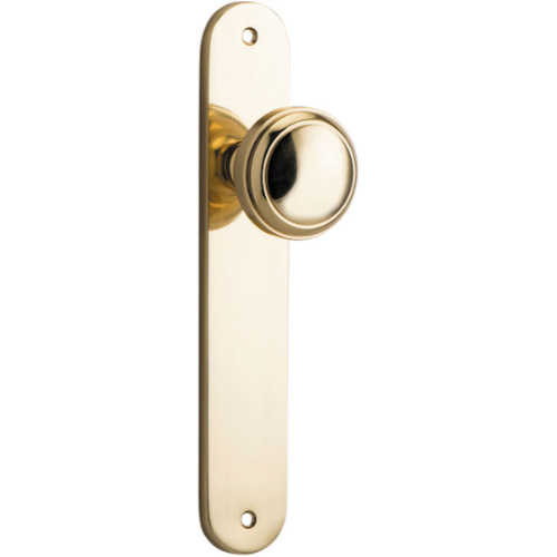 Door Knob Paddington Oval Latch Polished Brass H240xW50xP68mm in Polished Brass