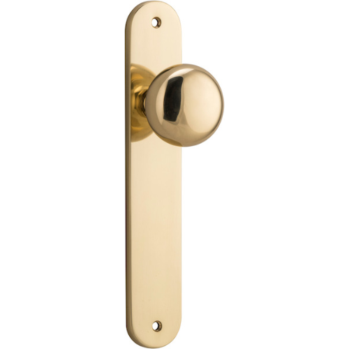Door Knob Cambridge Oval Latch Polished Brass H240xW40xP67mm in Polished Brass