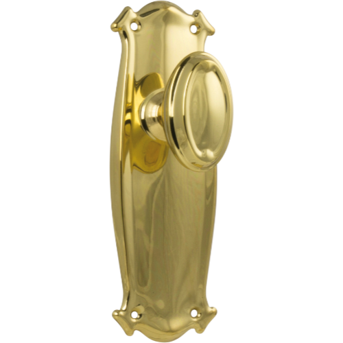 Door Knob Bungalow Latch Pair Polished Brass H197xW68xP60mm in Polished Brass