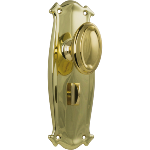 Door Knob Bungalow Privacy Pair Polished Brass H197xW68xP60mm in Polished Brass