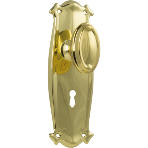 Door Knob Bungalow Lock Pair Polished Brass H197xW68xP60mm in Polished Brass