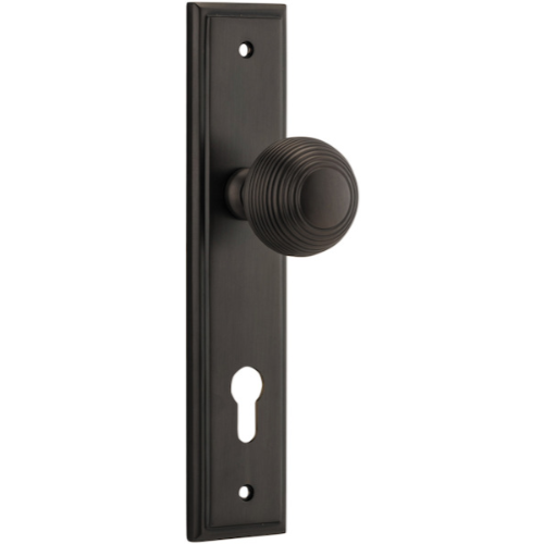 Door Knob Guildford Stepped Euro Signature Brass CTC85mm H237xW50xP60mm in Signature Brass