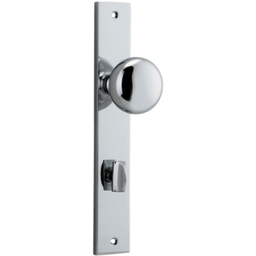 Door Knob Cambridge Rectangular Privacy Polished Chrome CTC85mm H240xW38xP67mm in Polished Chrome