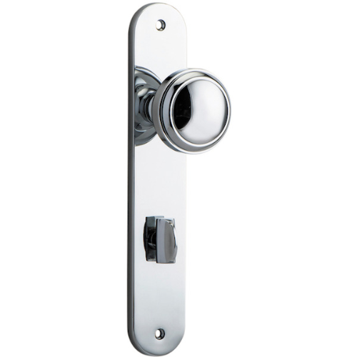 Door Knob Paddington Oval Privacy Polished Chrome CTC85mm H237xW50xP68mm in Polished Chrome