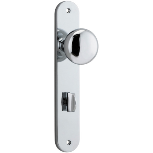 Door Knob Cambridge Oval Privacy Polished Chrome CTC85mm H230xW40xP67mm in Polished Chrome