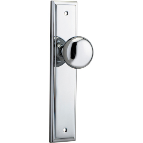 Door Knob Cambridge Stepped Latch Polished Chrome H237xW50xP67mm in Polished Chrome