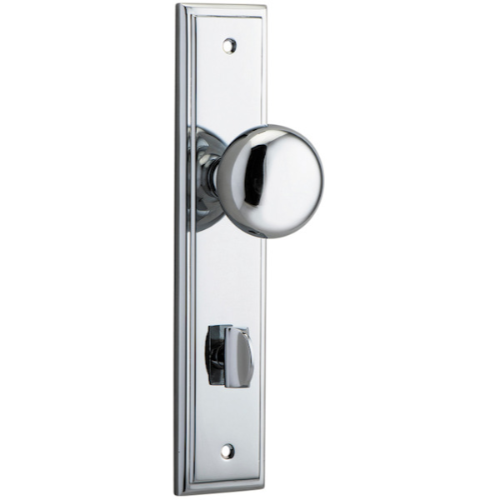 Door Knob Cambridge Stepped Privacy Polished Chrome CTC85mm H237xW50xP67mm in Polished Chrome