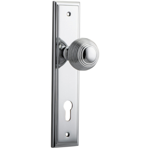 Door Knob Guildford Stepped Euro Polished Chrome CTC85mm H237xW50xP60mm in Polished Chrome