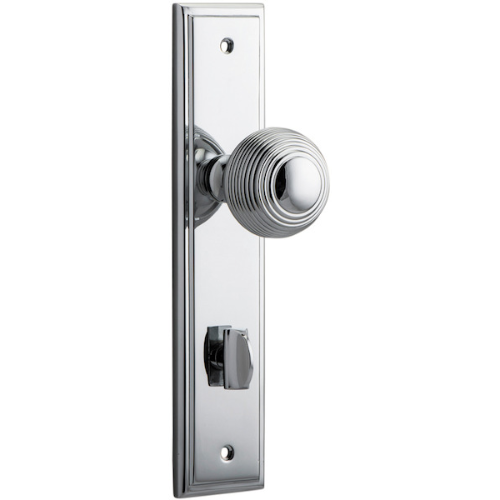Door Knob Guildford Stepped Privacy Polished Chrome CTC85mm H237xW50xP60mm in Polished Chrome