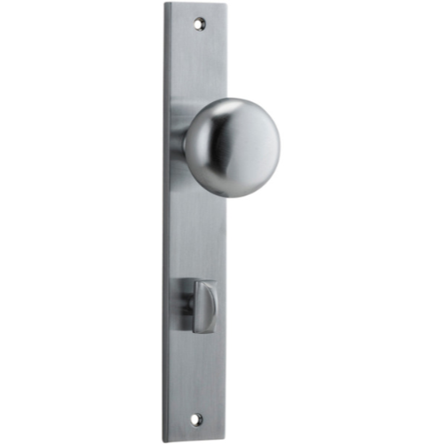 Door Knob Cambridge Rectangular Privacy Brushed Chrome CTC85mm H240xW38xP67mm in Brushed Chrome