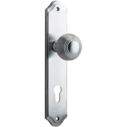 Door Knob Guildford Shouldered Euro Brushed Chrome CTC85mm H237xW50xP60mm in Brushed Chrome