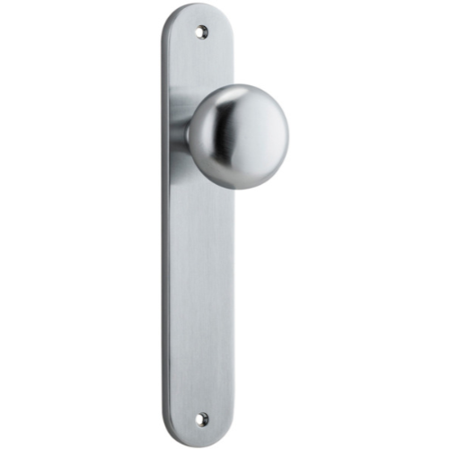 Door Knob Cambridge Oval Latch Brushed Chrome H230xW40xP67mm in Brushed Chrome