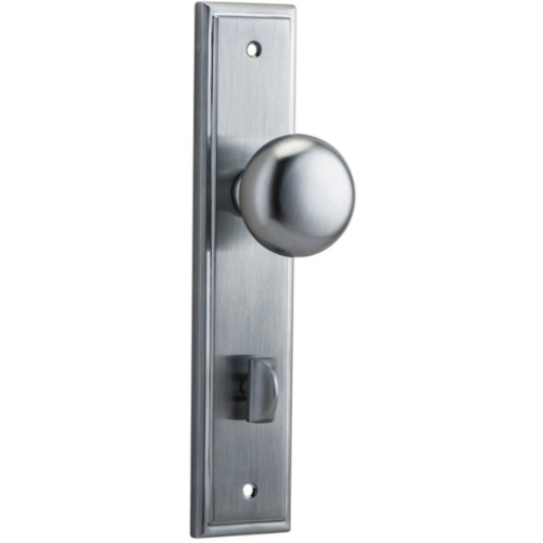 Door Knob Cambridge Stepped Privacy Brushed Chrome CTC85mm H237xW50xP67mm in Brushed Chrome