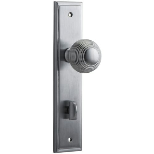 Door Knob Guildford Stepped Privacy Brushed Chrome CTC85mm H237xW50xP60mm in Brushed Chrome