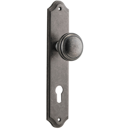 Door Knob Paddington Shouldered Euro Distressed Nickel CTC85mm H237xW50xP68mm in Distressed Nickel