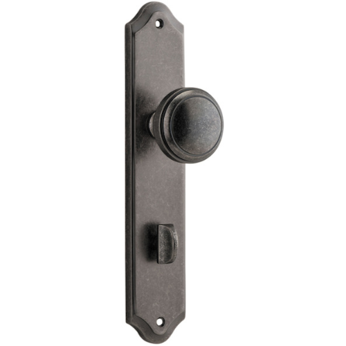 Door Knob Paddington Shouldered Privacy Distressed Nickel CTC85mm H237xW50xP68mm in Distressed Nickel