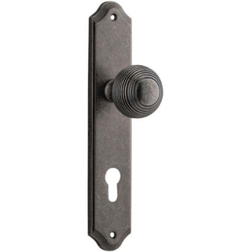 Door Knob Guildford Shouldered Euro Distressed Nickel CTC85mm H237xW50xP60mm in Distressed Nickel