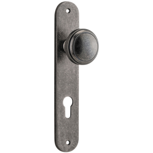 Door Knob Paddington Oval Euro Distressed Nickel CTC85mm H237xW50xP68mm in Distressed Nickel