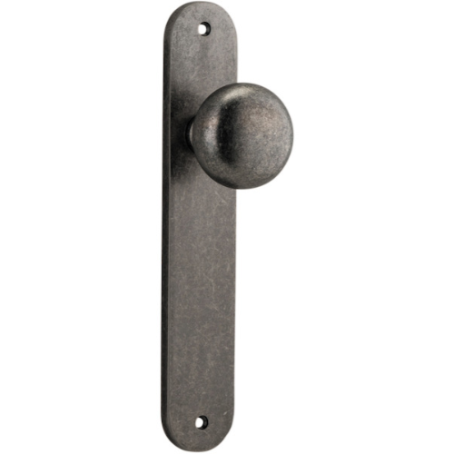 Door Knob Cambridge Oval Latch Distressed Nickel H230xW40xP67mm in Distressed Nickel