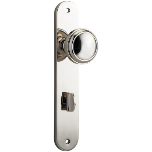 Door Knob Paddington Oval Privacy Polished Nickel CTC85mm H237xW50xP68mm in Polished Nickel