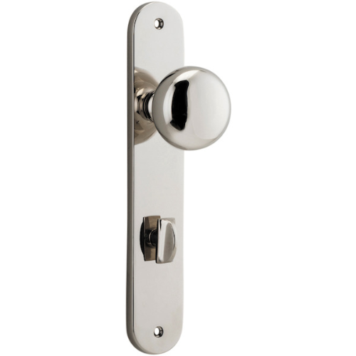 Door Knob Cambridge Oval Privacy Polished Nickel CTC85mm H230xW40xP67mm in Polished Nickel