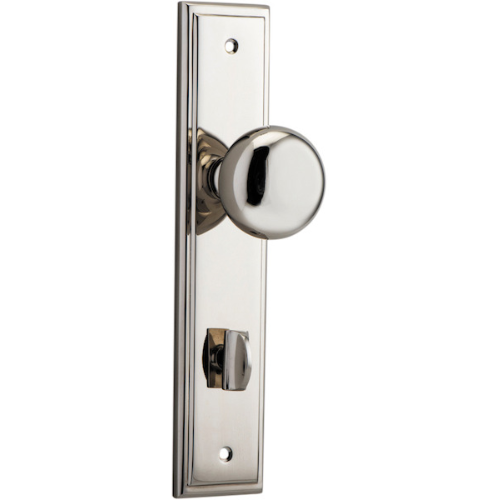 Door Knob Cambridge Stepped Privacy Polished Nickel CTC85mm H237xW50xP67mm in Polished Nickel