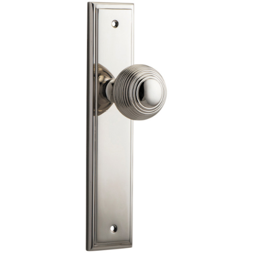 Door Knob Guildford Stepped Latch Polished Nickel H237xW50xP60mm in Polished Nickel