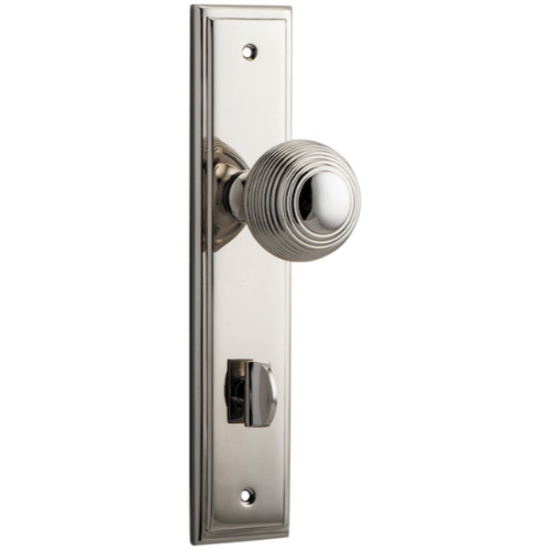 Door Knob Guildford Stepped Privacy Polished Nickel CTC85mm H237xW50xP60mm in Polished Nickel
