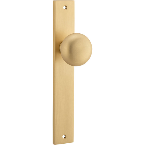 Door Knob Cambridge Rectangular Latch Brushed Brass H240xW38xP67mm in Brushed Brass