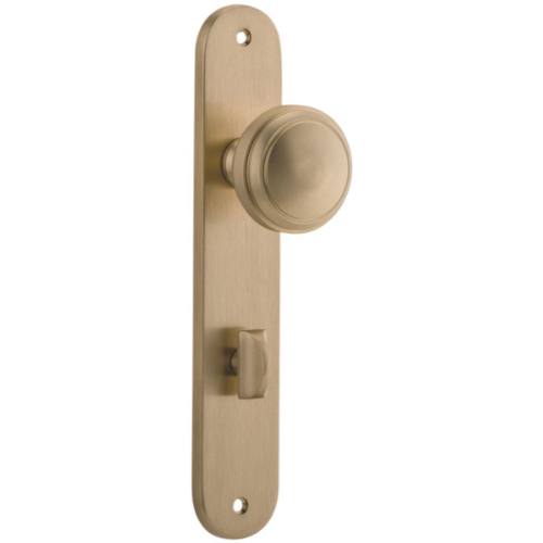Door Knob Paddington Oval Privacy Brushed Brass CTC85mm H237xW50xP68mm in Brushed Brass