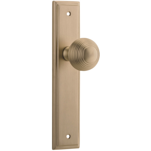 Door Knob Guildford Stepped Latch Brushed Brass H237xW50xP60mm in Brushed Brass