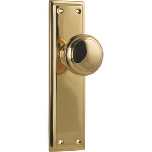 Door Knob Milton Latch Pair Unlacquered Polished Brass H200xW50xP73mm in Unlacquered Polished Brass