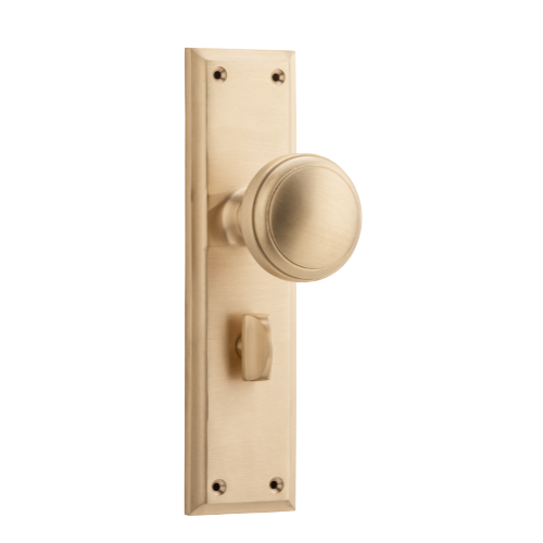 Door Knob Milton Privacy Pair Unlacquered Satin Brass H200xW50xP73mm in Unlacquered Satin Brass