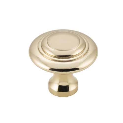 Cupboard Knob Domed Unlacquered Polished Brass D38xP35mm in Unlacquered Polished Brass