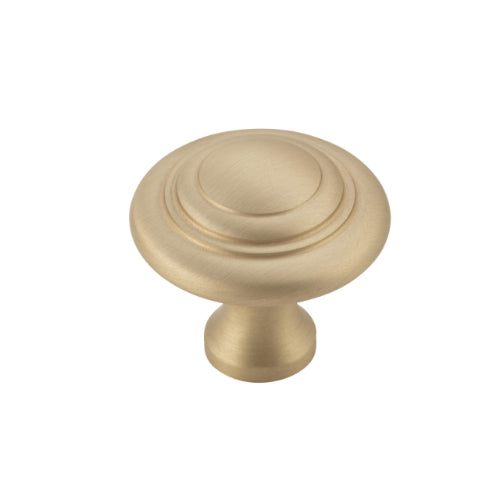 Cupboard Knob Domed Unlacquered Satin Brass D32xP29mm in Unlacquered Satin Brass