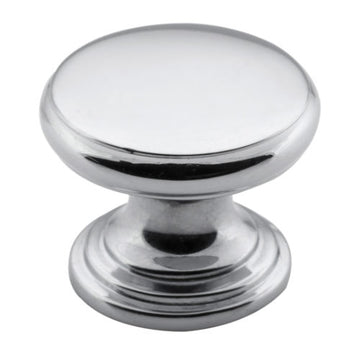 Cupboard Knob Flat Chrome Plated D25xP20mm in Chrome Plated