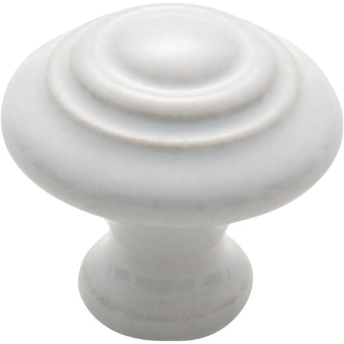 Cupboard Knob White Porcelain Domed D32xP33mm in White Porcelain