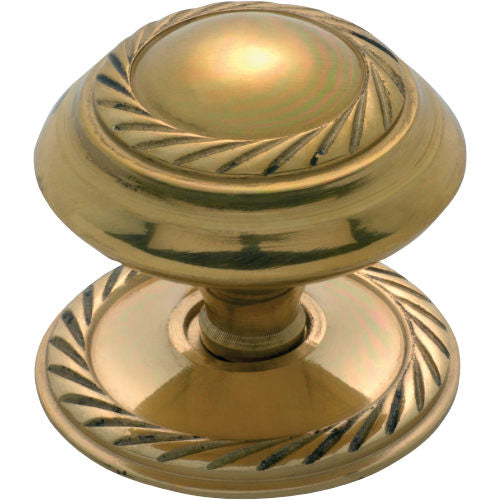 Cupboard Knob Sheet Brass Georgian Polished Brass D38xP32mm in Polished Brass