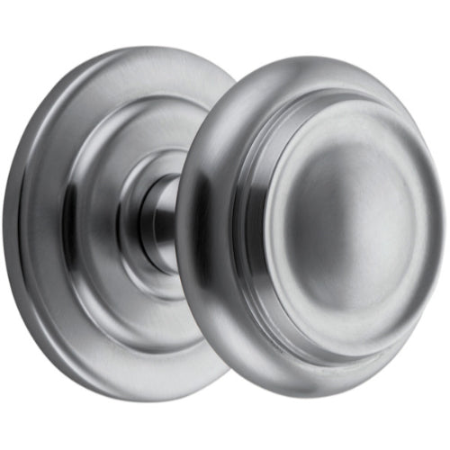 Centre Door Knob Sarlat Brushed Chrome D98xP99mm BP107mm in Brushed Chrome