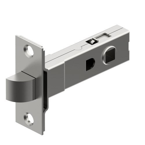 Brass tube latch with bolt through design, 7.6mm hub, 60mm backset, by Style Finish Doorware, showing the latch mechanism and brass finish.