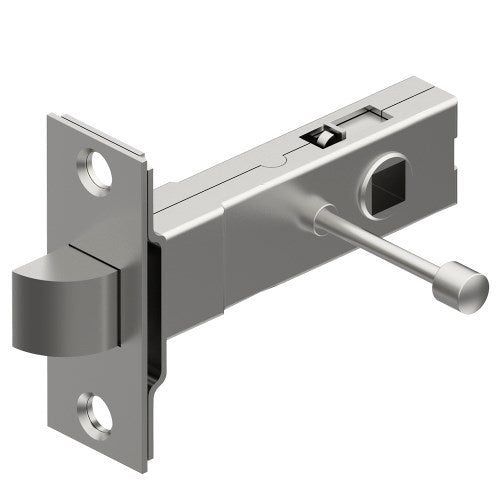 Brass tube latch with integrated privacy feature, 7.6mm hub and 60mm backset, by Style Finish Doorware, installed on a door.
