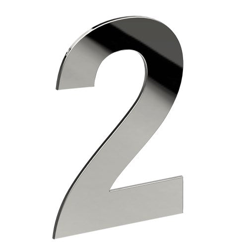 Stainless Steel Number '2' 130mm x 90mm in Polished Stainless