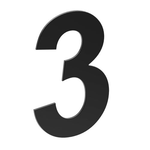 Stainless Steel Number '3' 130mm x 90mm in Matt Black