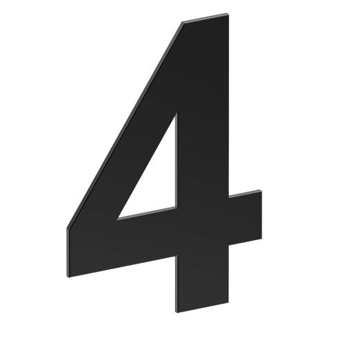 Stainless Steel Number '4' 130mm x 90mm in Matt Black