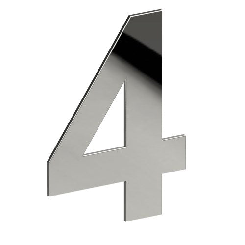 Stainless Steel Number '4' 130mm x 90mm in Polished Stainless