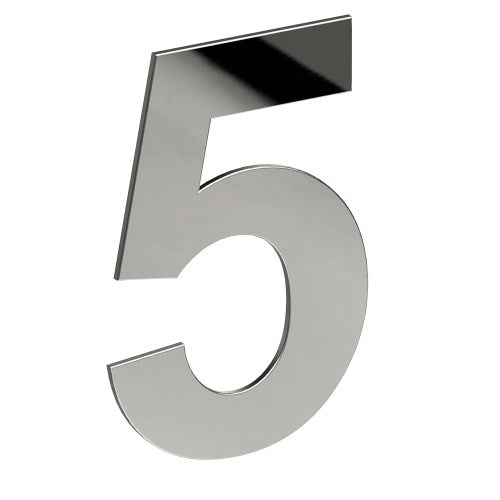 Stainless Steel Number '5' 130mm x 90mm in Polished Stainless