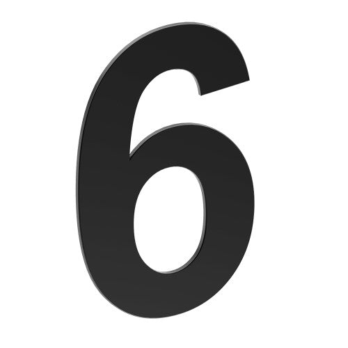Stainless Steel Number '6' 130mm x 90mm in Matt Black