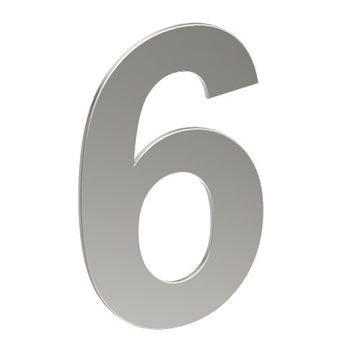 Stainless Steel Number '6' 130mm x 90mm in Satin Stainless