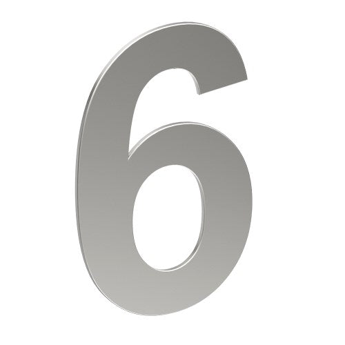 Stainless Steel Number '6' 130mm x 90mm in Satin Stainless