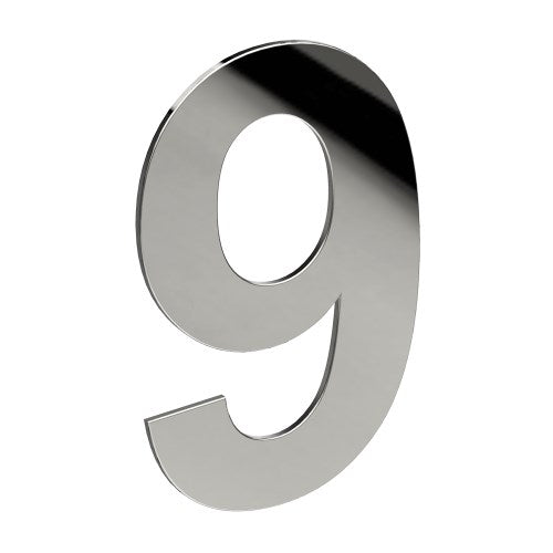 Stainless Steel Number '9' 130mm x 90mm in Polished Stainless